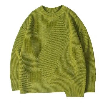 

Men's Sweater Knitted Jumpers Pullover Crewneck Tops Asymmetrical Hem for Young Boys Casual Outdoor Autumn Winter Solid Color
