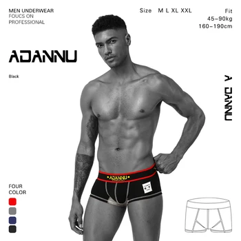 

ADANNU Fasion Men Underwear Men Boxer Cotton Breathable Male Pants Cueca Tanga Comfortable Underpants U Pouch Men's Shorts AD48