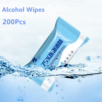 

200pcs Alcohol Wipes Large Size Wet Wipes 75% Disinfection Alcohol Wet Wipes Sterilization for Home Office School Hotel Door