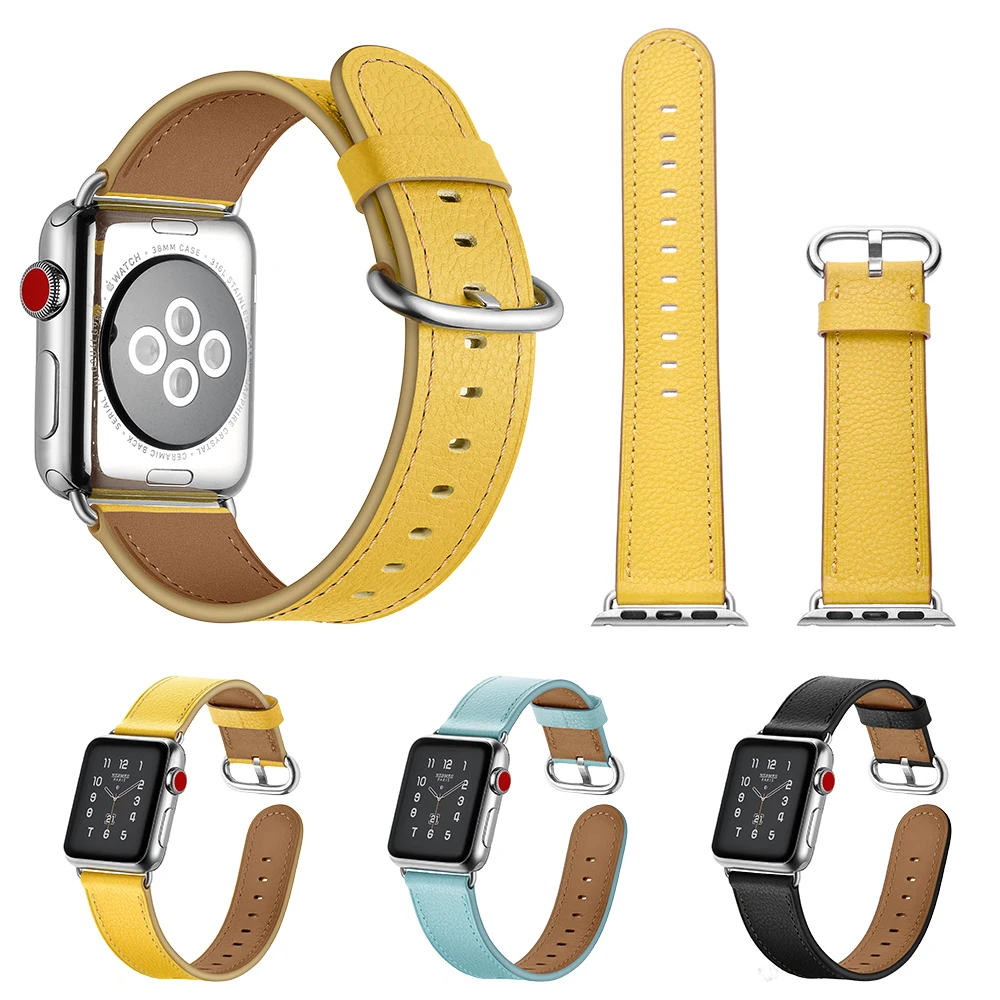 Ремешок из натуральной кожи для Apple Watch 40 мм и ремешок для Apple Watch 38 мм Ремешки для наручных часов iwatch серии 4 3 2 1 цветной браслет для женщин