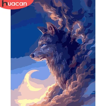 

HUACAN DIY Pictures By Number Wolf Kits Painting By Numbers Animal Hand Painted Paintings Art Drawing On Canvas Gift Home Decor