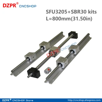 

CNC Parts Set SFU3205 800mm 31.50in + SBR30 800mm Rail SBR30UU block BK25/BF25 End Support+RM3205 Nut bracket 14mm*20mm coupler