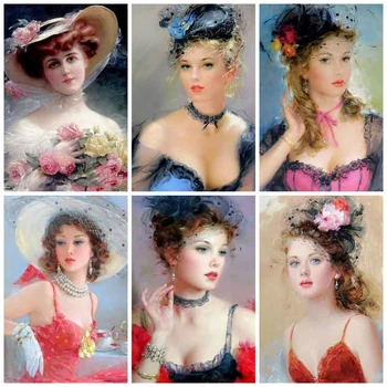 

HUACAN DIY Diamond Painting Beauty Portrait Embroidery Picture Handcraft Kit Home Decoration Fulldrill Round Gift