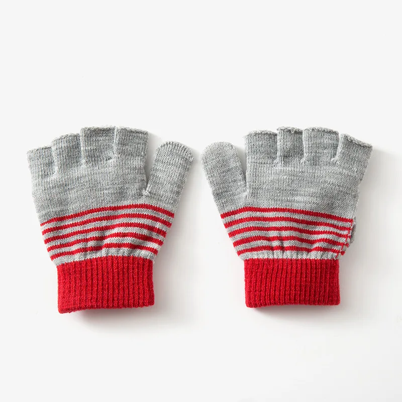 Sparsil, детские вязаные перчатки на полпальца, рождественские студенческие перчатки без пальцев для девочек и мальчиков, теплые перчатки для верховой езды