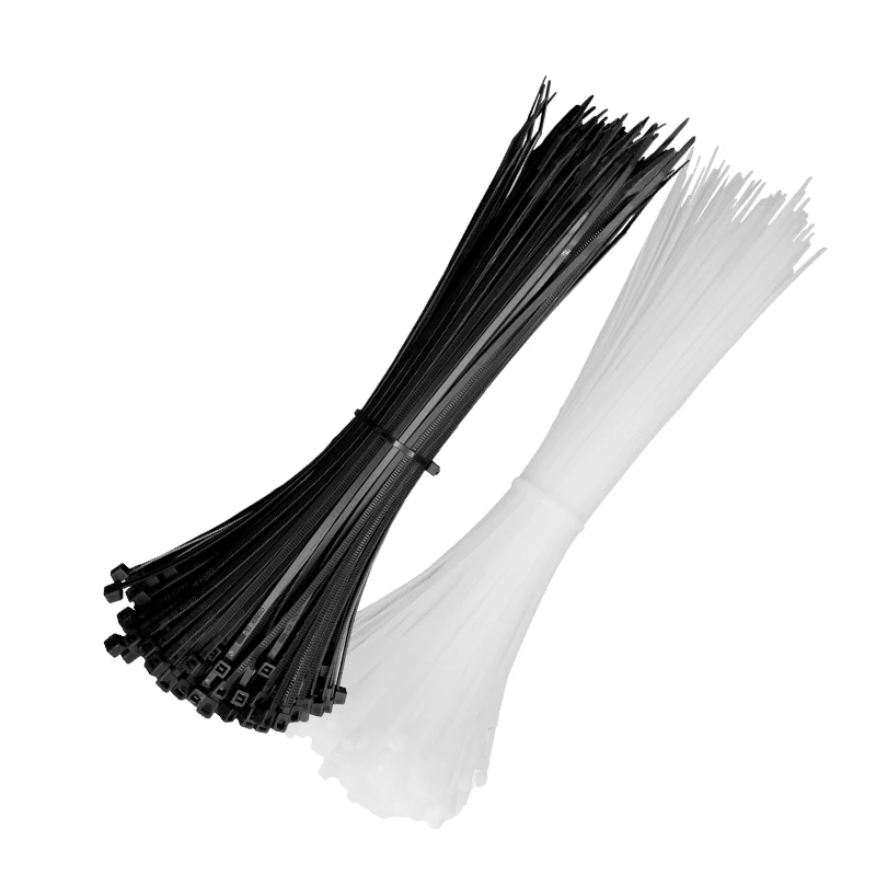 8*300mm Self-Locking Plastic Nylon Cable Zip Tie 100pcs Fasten Loop Wire Binding Wrap Strap 120lbs White Black Width 7.6mm | Обустройство