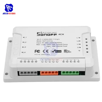 

diymore Sonoff 4CH R2 Smart Switch 4 Channel WiFi Remote Time Switch for Amazon Alexa Google Home Assistant & IFTTT