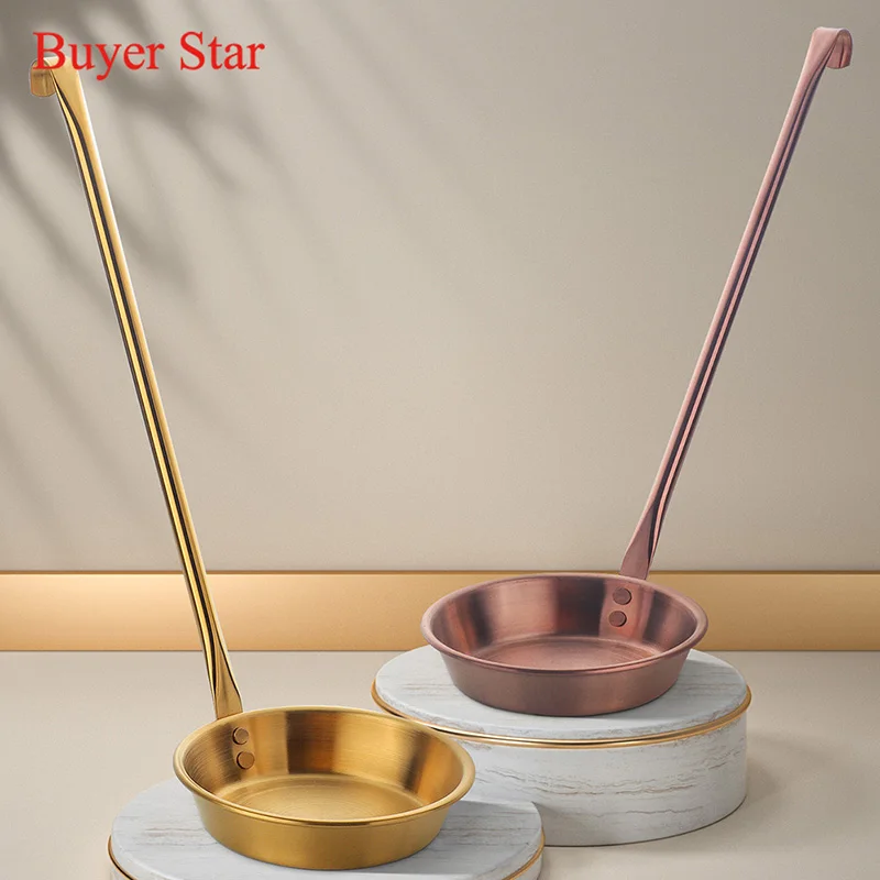 2PCS Long Handle Stainless Steel Ladle Serving Spoon Metal Round Dinner Scoop fry food spoons Tableware Cooking Kitchen Utensils