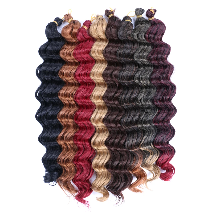 DAIRESS 22" Deep Wave Bulk Hair Crochet Braids Synthetic Braiding Crochet Hair Deep Wavy Crochet Bulk Hair