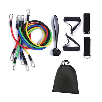 

11 PCS Resistance Tube Bands Door Anchor Ankle Straps Cushioned Handles with Carry Bags for Home Fintess Exercise Workout Gym