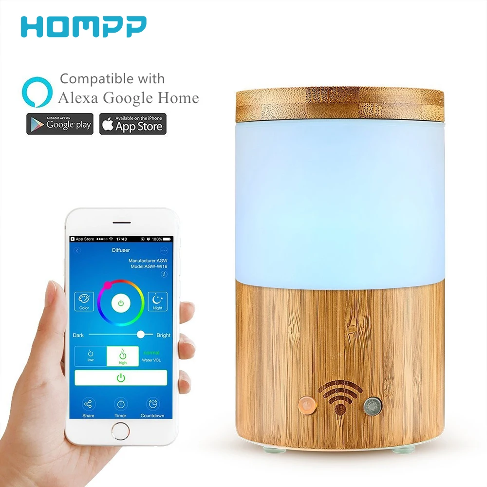 Light Wood Ароматический диффузор приложение умный ароматерапия машина чистый натуральный Защита окружающей среды бамбуковые трубки увлажнитель Поддержка Google Home - Цвет: Light Wood