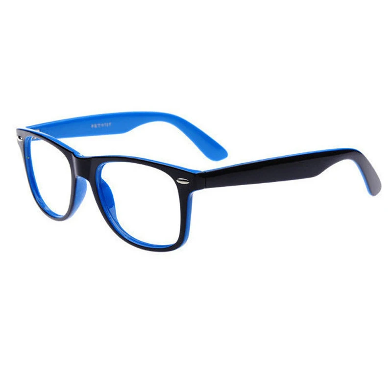 blue and black Очки без линз, оправа для мужчин и женщин, украшение для ПК, очки с заклепками, оправа для очков, черные, красные, синие, оранжевые, зеленые, белые - Цвет оправы: blue and black