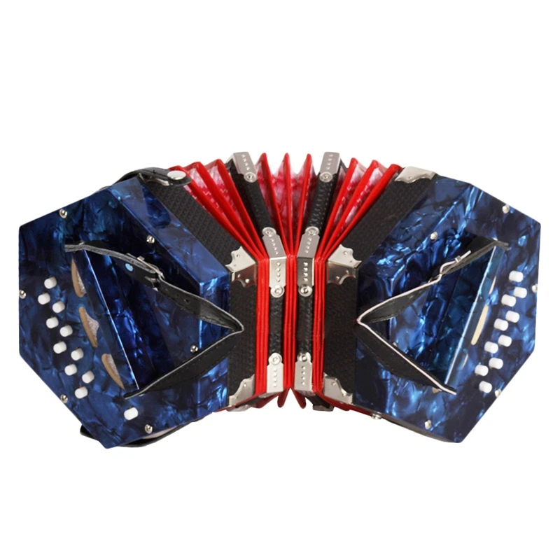 Concertina Accordion 20-Button 40-Reed Anglo Style With Carrying Bag And Adjustable Hand Strap(Blue