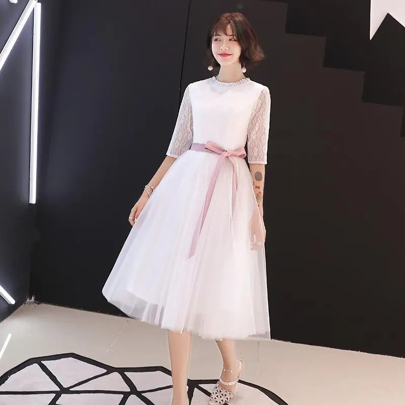White Bride O-Neck Party Dress Lace Cheongsam Oriental Womens Wedding Banquet Qipao Elegant Ball Gown Clothes Vestido XS-XXXL - Цвет: style - 3