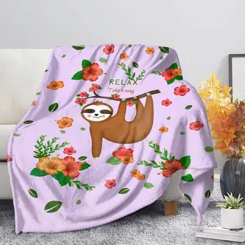 

Cartoon Sloth 3D Printed Comfort Warmth Soft Blanket Couch Travel Child Throw Blanket Colorful Bedding