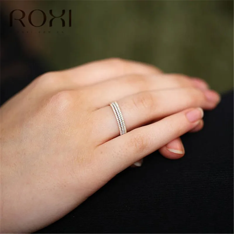 ROXI Модные Изящные циркониевые кольца для женщин однорядное сверло свадебное обручальное кольцо кольца серьги-гвоздики Mujer