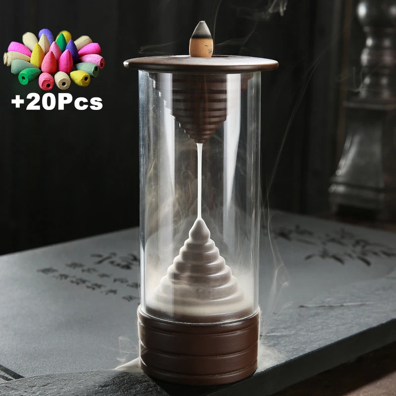 XP30 and 20 Incense 20 шт пирамидки благовоний бесплатно акриловая пластиковая чашка ветрозащитная обратная курильница с дымом песочные часы творческие украшения для дома чайники - Цвет: XP30 and 20 Incense