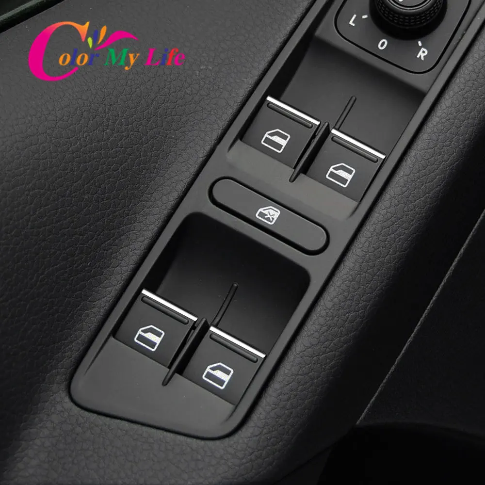 Color My Life ABS Chrome 7Pcs/Set Car Window Lift Switch Knob Cover Trim Sticker for Volkswagen VW Jetta 2013 - 2021 Accessories |