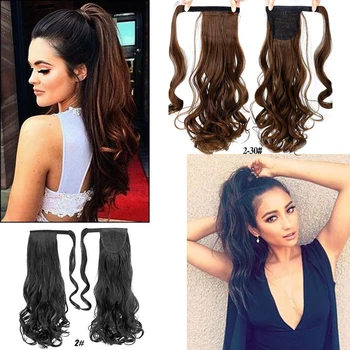 

XUANGUANG Real Naturally Synthetic Clips Ponytail Long straight Hair and wavy hair 24 Inch Cilp in hair Brown Black Red and More