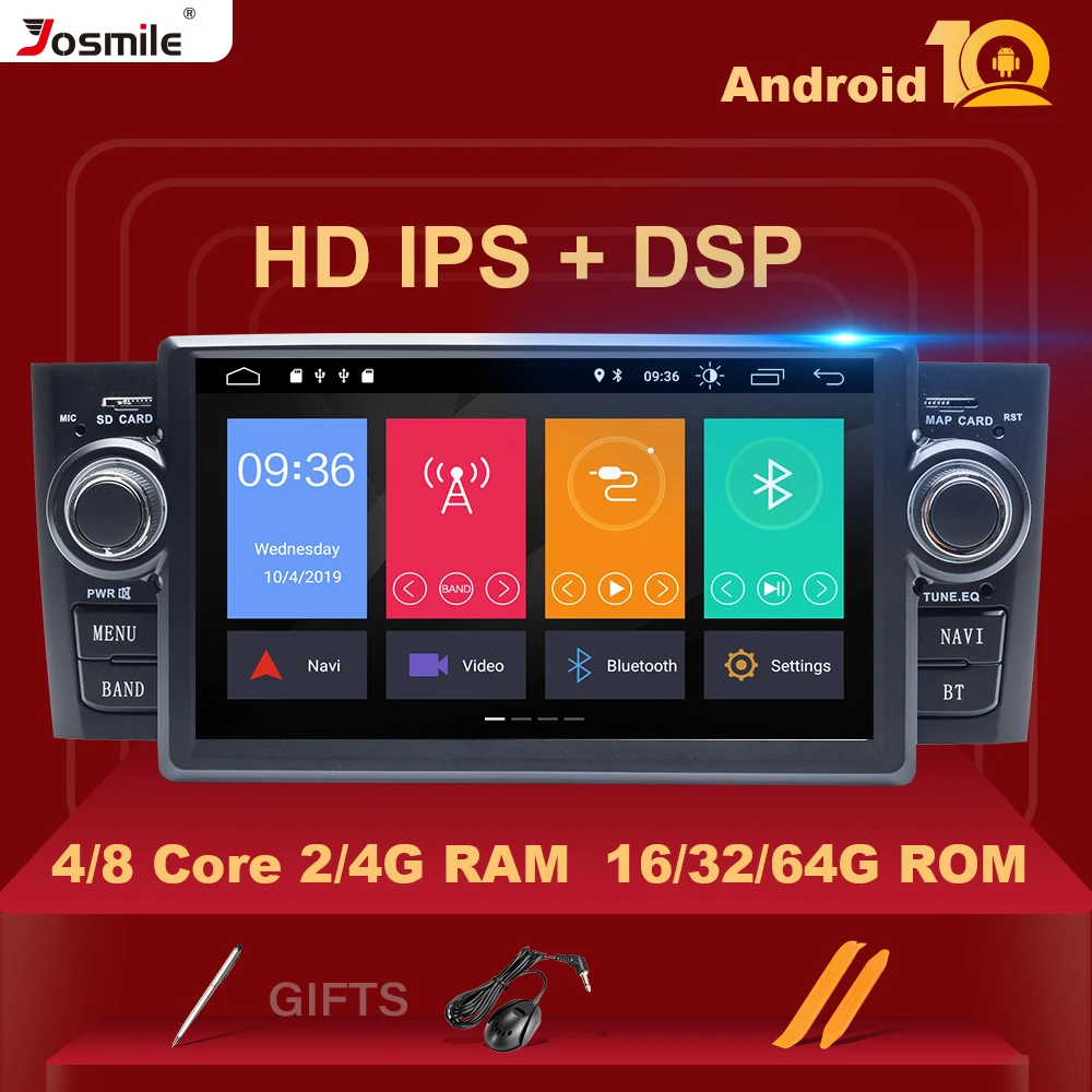 Carplay DSP IPS Android 10 Car Multimedia Player For Fiat Grande Punto Linea 2007-2012 GPS Navigation OBD2 DVR Camera 8Core Wifi |