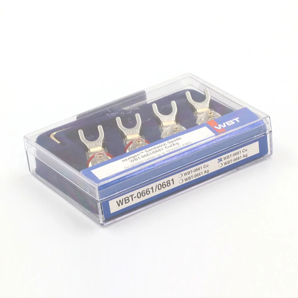 4PCS WBT/0680 Pure Copper Gold plated Y Spade plug Connectors, Speaker Plugs,HiFi Audio Screw Fork Connector Adapter