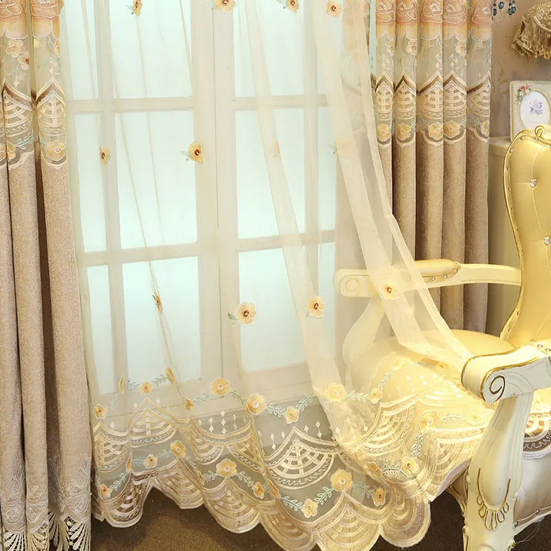 yellow tulle Высокое качество Мода Европейский Стиль плотные шторы с рисунком шторы в простом стиле для гостиной, спальни, оттенок Красивая занавеска ткань тюль - Цвет: yellow tulle