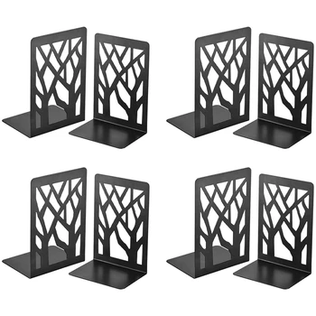 

Book Ends, Book Ends For Heavy Books, Book Shelf Holder Home Decorative, Metal Bookends Black 4 Pair, Bookend Supports,