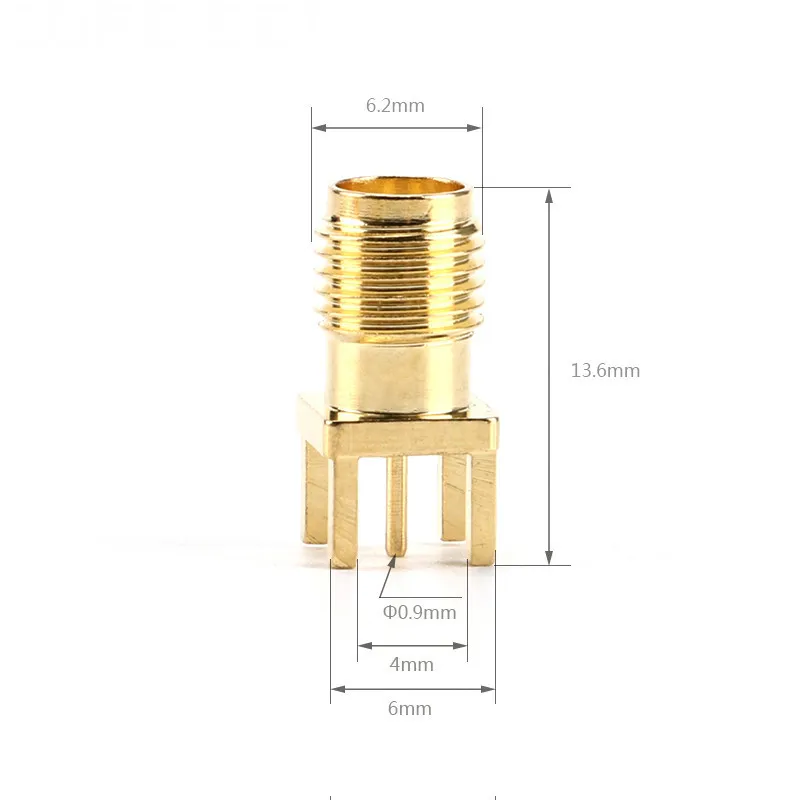 SMA Female Jack Solder Nut Edge PCB Clip Straight Mount Gold Plated RF Connector Receptacle Solder 2510Pcs (2)