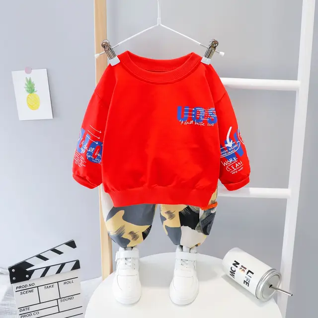 Fashion Spring Autumn Baby Girl Clothes Children Boys Casual Letter Jacket Pants 2Pcs/set Toddler Cotton Costume Kids Tracksuits XMW uos F Red