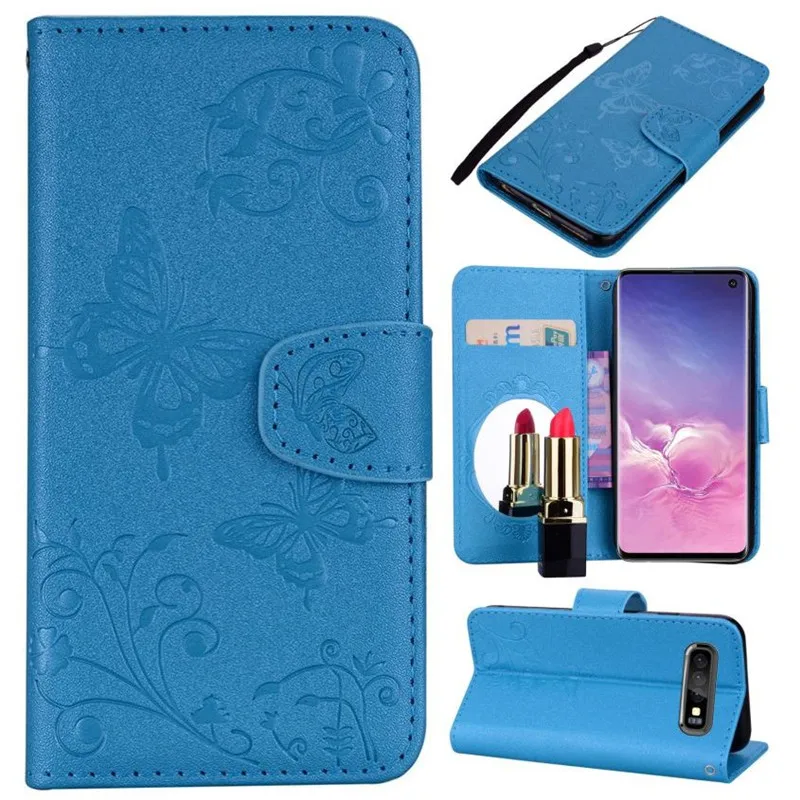 

Makeup Mirror Phone Case For iphone X XS Max XR 7 8 Plus Lady Wallet For iPhone 6 6S 5 5S SE touch 5 Butterfly Girl Covers O23D