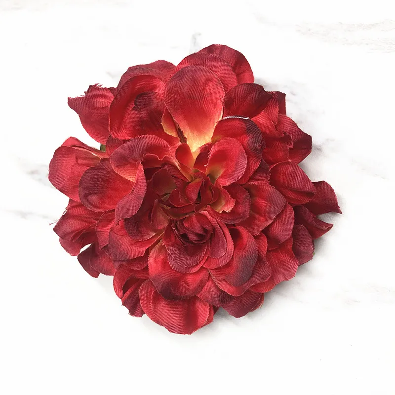 red YOOROMER 5pcs silk retro peony flowers home decoration wedding flower wall bridal tiara gift diy artificial flowers - Цвет: red