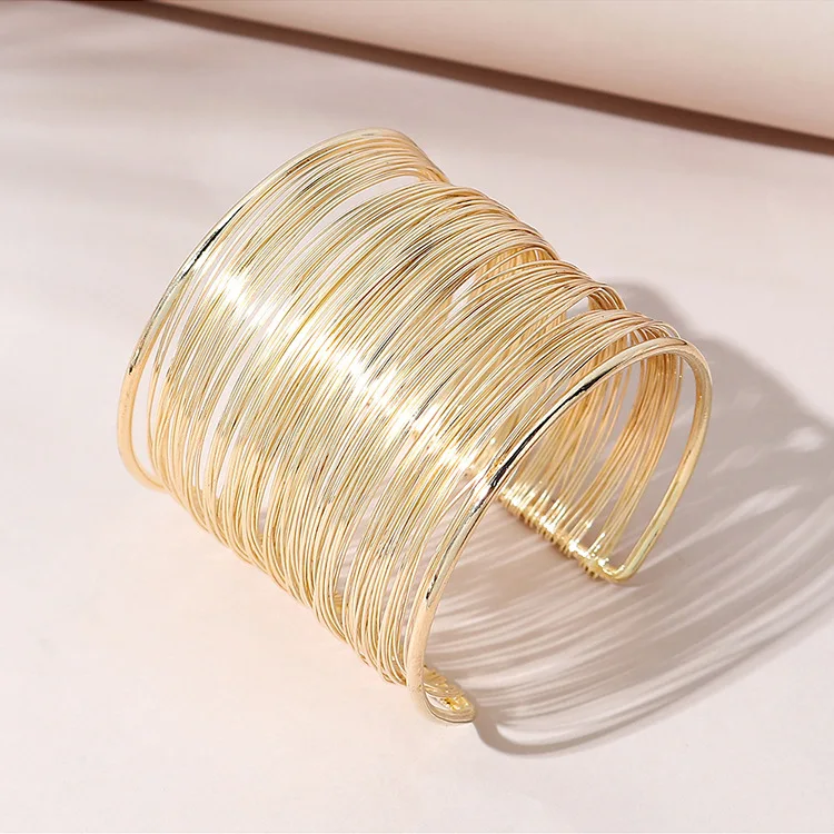 Exaggerated Wire Mesh Open Wide Bracelet Small Fashion Net Red Metal Bracelet for Women