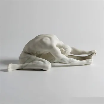 

$ Creative Scrub Ceramic Nude Male Sculpture Body Art Statue Hand Pull Left Foot Man Body Figurine Home Decoration Crafts R1756