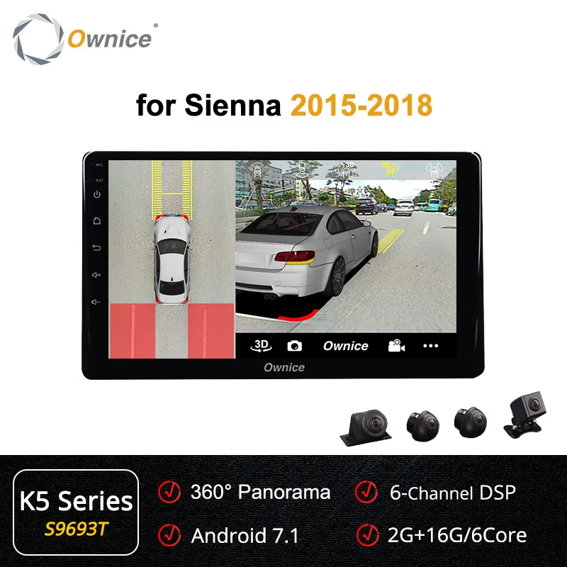 S9693 K5 Ownice k3 k5 k6 GPS Navi 8 Core 9" Head Unit Android 9.0 For TOYOTA Sienna 4G LTE 360 Panorama DSP SPDIF Autoradio Player - Цвет: S9693 K5
