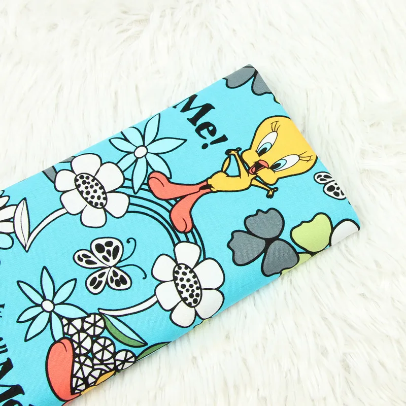 

half meter plain cotton fabric with little yellow duck print handmade DIY garment dress children cloth 100% cotton B551