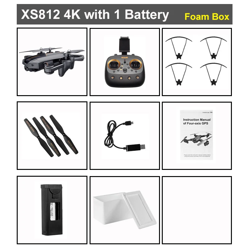 VISUO XS812 gps Радиоуправляемый Дрон с 1080 P/4 K HD камерой 5G Wi-Fi FPV высота удержания один ключ возврат RC Квадрокоптер Вертолет VS XS809S E58 - Цвет: 4K 1B foam box
