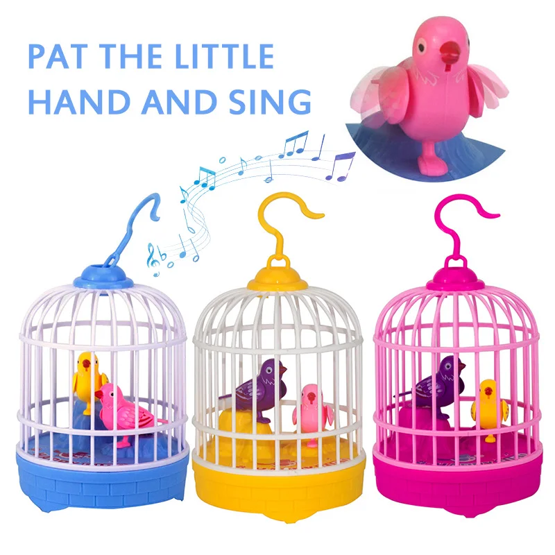 

3 Styles Voice Control Mini Birdcage New Strange Induction Toys Simulation Bird Cage Without Battery Kids Pet Chick Duck Nest