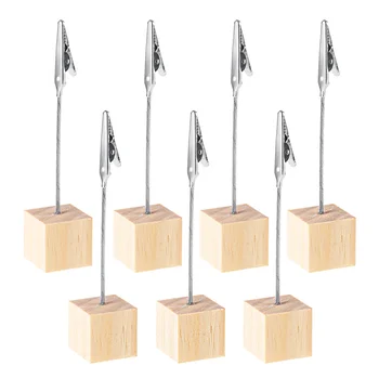 

BESTOMZ 20PCS Photo Holders Muti-functional Alligator Clasp Natural Wood Portable Pegs for Memo Postcard Message Note