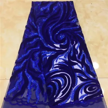 

latest blue African velvet lace fabrics 2019 high quality bridal Nigerian wedding french tulle mesh laces 5 yards