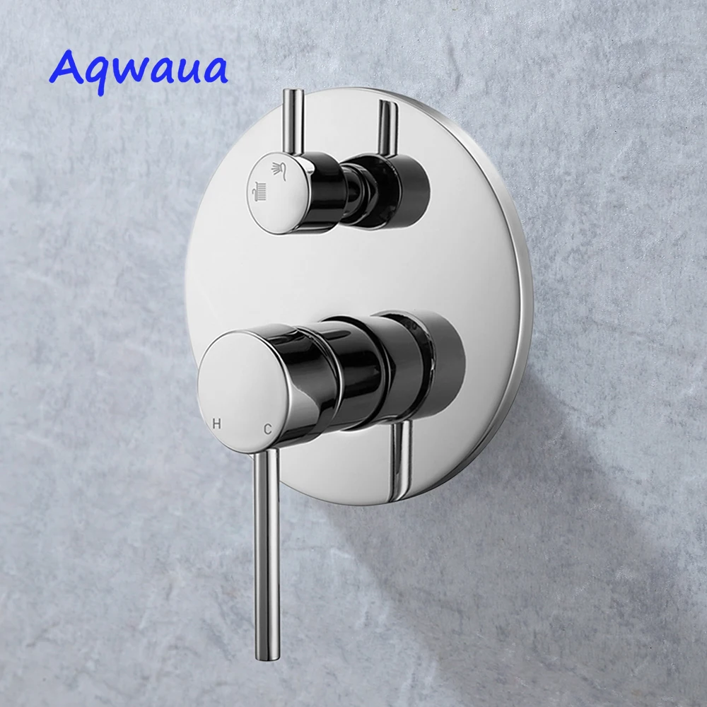 Черный настенный скрытый смеситель для душа Aqwaua хромированный клапан