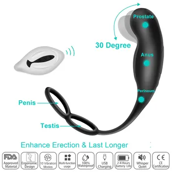 Male Prostate Massage Vibrators With Semen Lock Ring Anal Plug Wireless Remote Control Sex Toys for Men Gay Masturbator 2