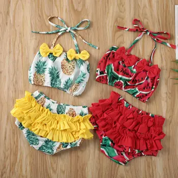 

2PCS Toddler Kids Baby Girl Swimwear Beachwear Bikini Set Ruffle Bathing Suit Summer Kid Swimming Costume Floral Swimsuit