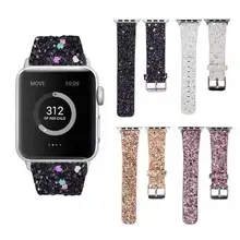 

Leather Strap for Apple Watch Band 38mm 40mm 42mm 44mm Women Bling Shiny Glitter Strap for iwatch Series se654321 Leather Strap