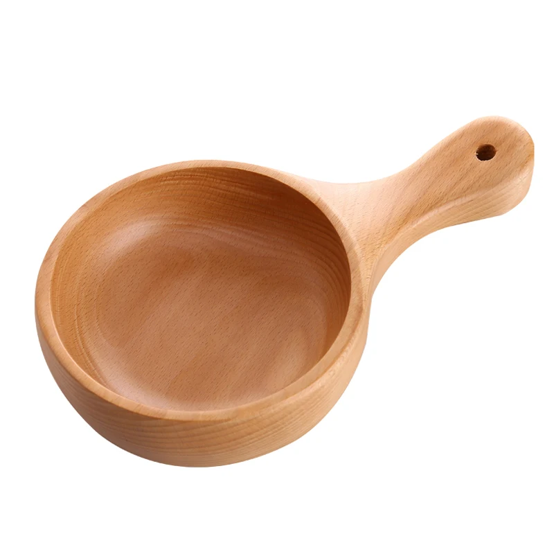 Japanese Style Long Handled Wooden Salad Bowl Wood Large Fruit Pickles Serving Bowl Plate Food Container Kitchen Wooden Utensils (13)