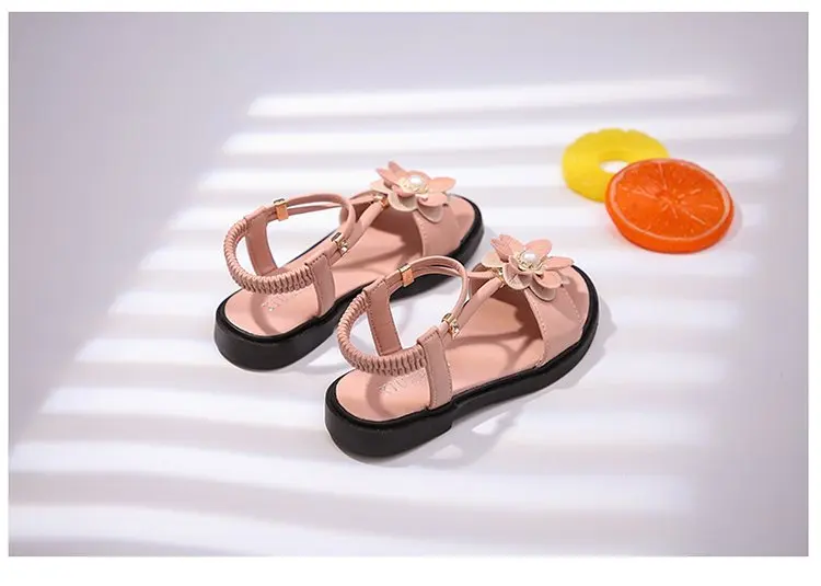 Sandals Girls Kids Sandals Princess Sweet Flower Children Summer Beach Shoes 2020 Brand New Soft Sweet Floral With Pearl 26-36