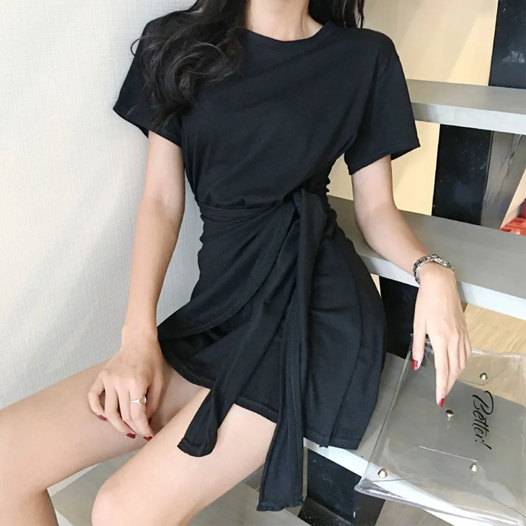 Jaycosin Romance Elegant Mini Dresses Women 2020 Summer O Neck Solid Ladies Street Beach Leisure Vacation Short Dresses Mujer227