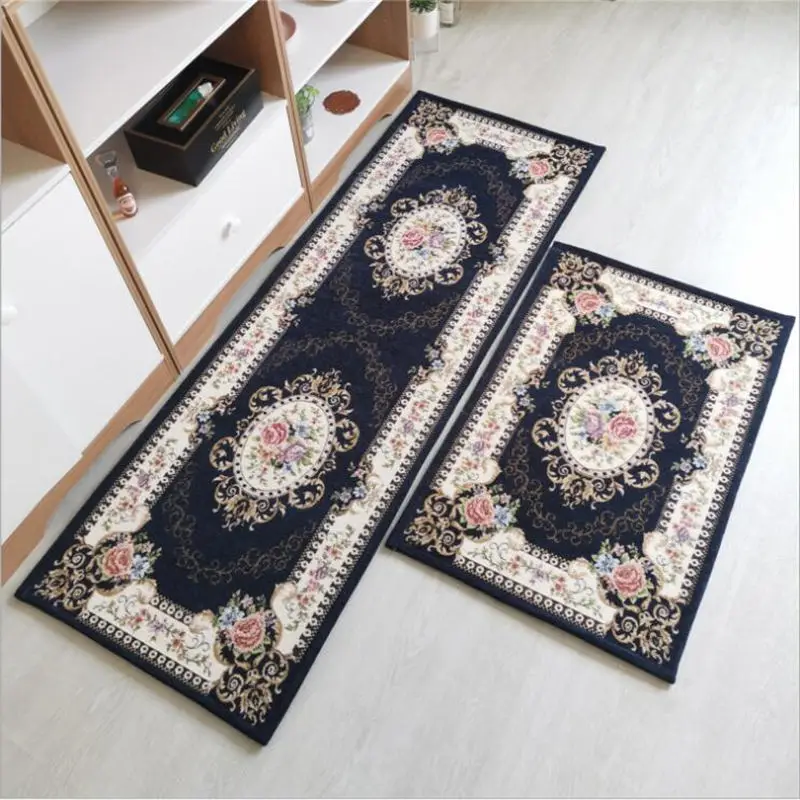 C European Classical Style Kitchen Mat Absorbent Carpet Home Door Mat Floor Mat Long Home Anti-skid Oil Kitchen Mat and Carpet - Color: C