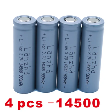 (1-24pcs)Lanzhd 14500 900mAh 3.7V Li-ion Rechargeable Batteries AA Battery Lithium Cell for Led Flashlight Headlamps Torch Mouse 4 PCS 14500