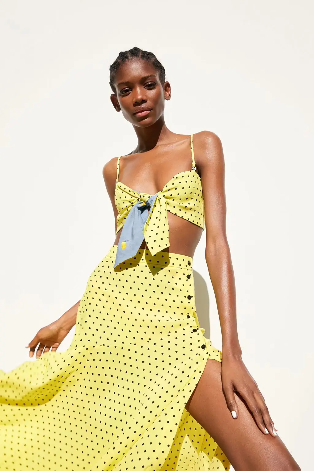 

WOMEN'S Dress Europe And America Fast Fashion Bevel Edge Hem Dots Skirt Single Row Button 2019 Summer New Style Women's
