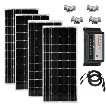 

Solar Kit 100w 200w 300w 400W Solar Panel 100w 12v Solar Charge Controller 12v/24v 30A PWM PV Cable Mounting Support Car Camp