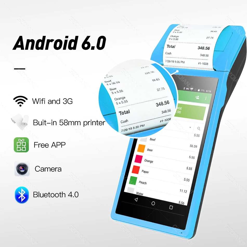 Android POS Терминал КПК Штрих Кода Камера Считывания 1D 2D QR Сканер Беспроводная Связь